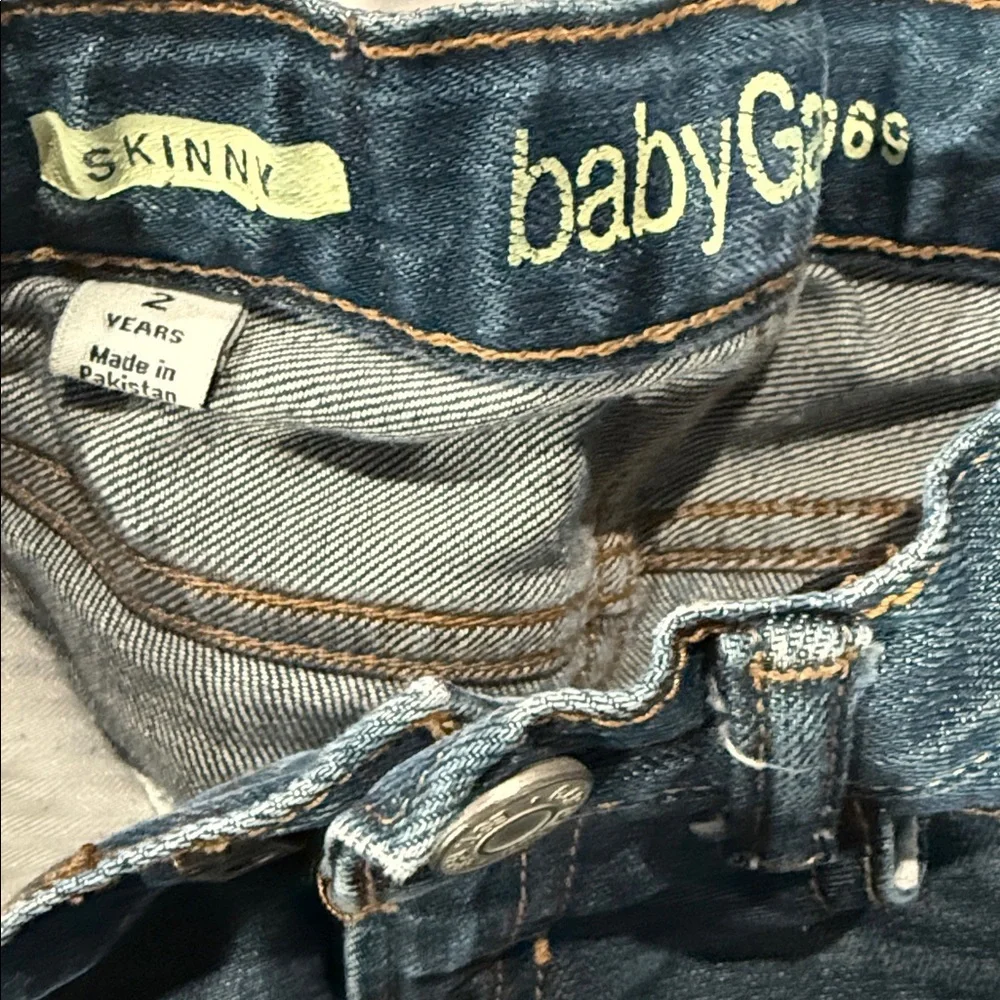 GAP Kids Jeans in Blue and Gray. One red H&M pair.